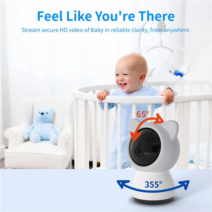 BABY5 5 inch Display Baby Monitor Two-Way Voice Camera APP Remote Monitoring Watcher - Grey / US Plug