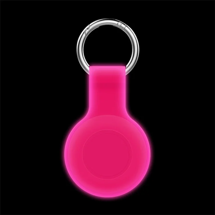 Silicone Case for Apple AirTag Bluetooth-compatible Tracker Protector Sleeve Anti-Lost Pet Locator Cover with Buckle - Luminous Pink
