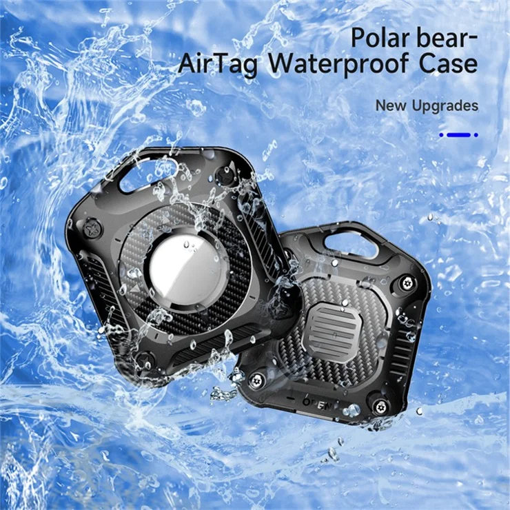TPU + PC Case for AirTag Tracker, Anti-drop IP67 Waterproof Locator Protective Cover - Black
