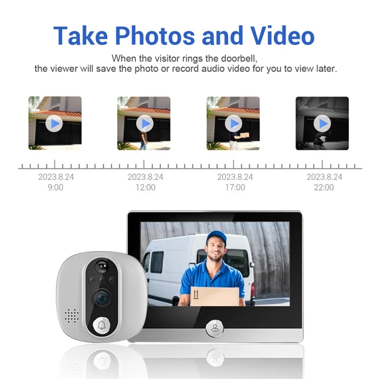 C85 Doorbell Camera 1080P PIR Motion Detection Digital Peephole Door Viewer Two-Way Call