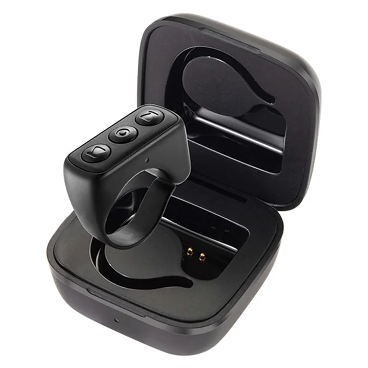 D01 Pro Bluetooth-compatible Fingertip Video Controller Tiktok Short Video Page Flipping Device Music Media Smart Clicker - Black