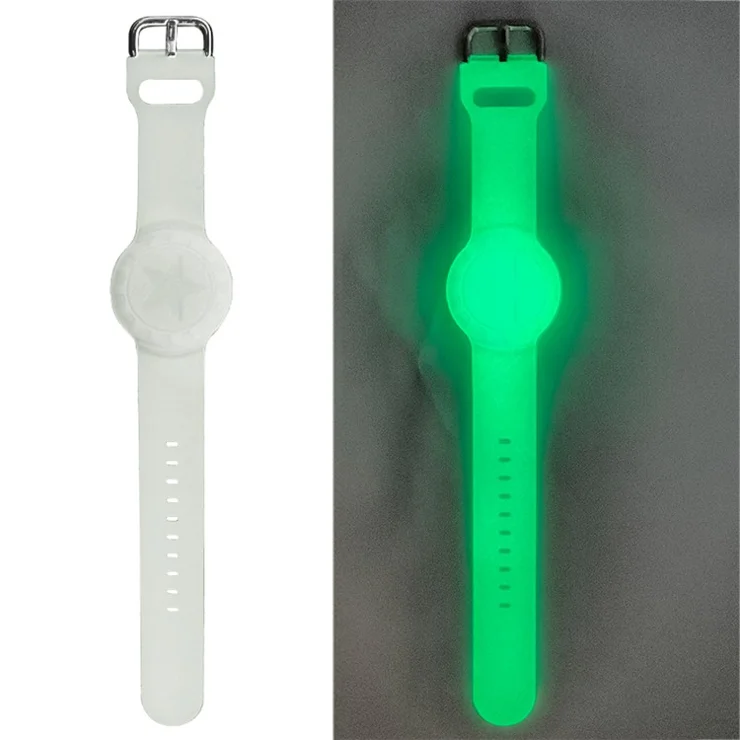 For Apple AirTag Tracker Bracelet Star Pattern Silicone GPS Tracker Holder Waterproof Wristband - Luminous Green