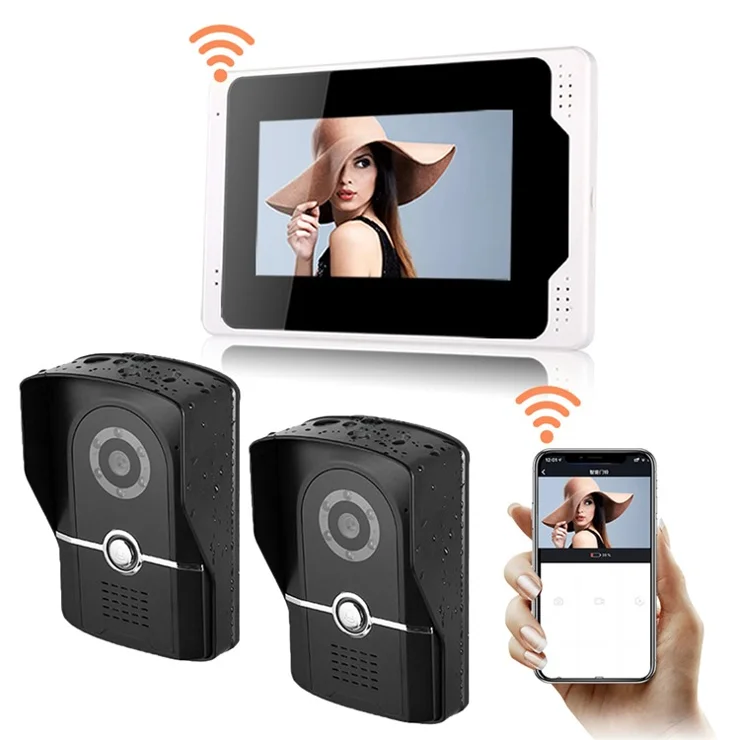 701FG21 Rainproof 7" HD 1080P Tuya WiFi Video Doorbell 2 Camera+1 Monitor