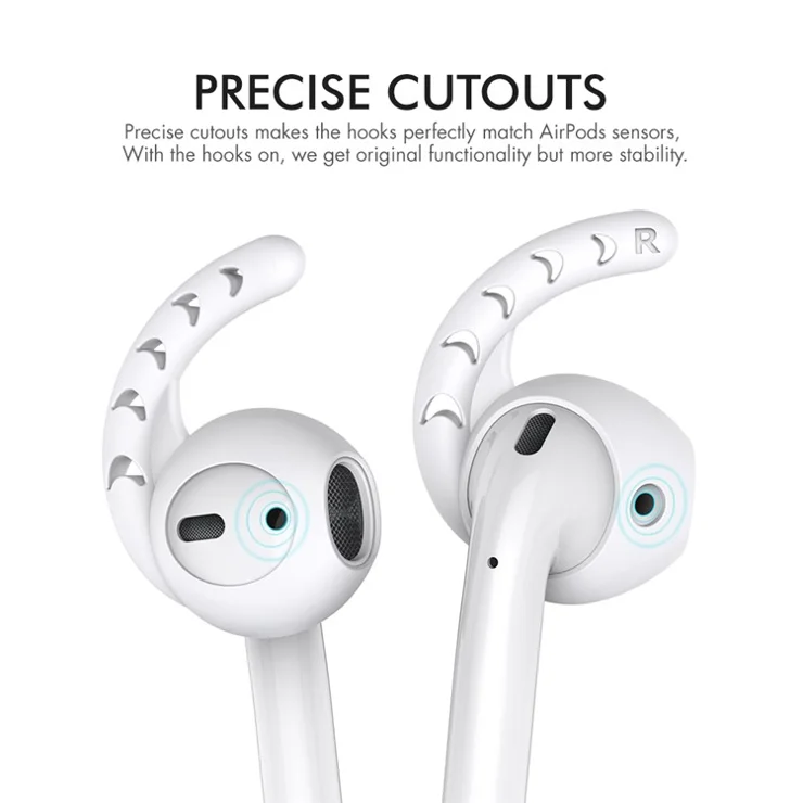 AHASTYLE PT14 for Apple AirPods with Charging Case (2016) / (2019) / AirPods with Wireless Charging Case (2019) 3 Pairs Ear Cap with Hook - white