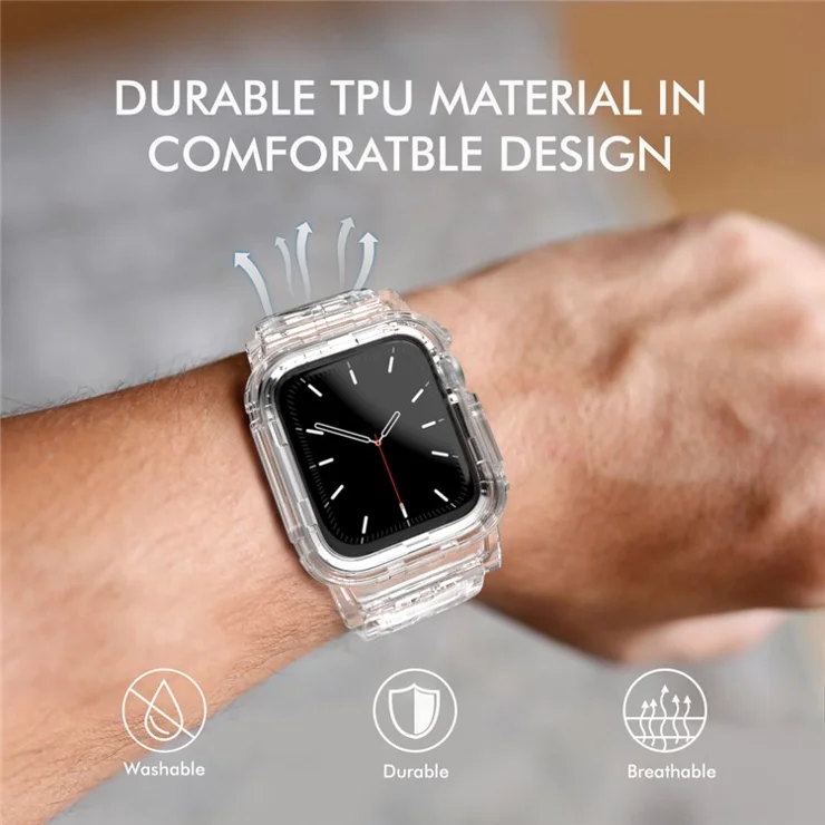 AHASTYLE WA04 for Apple Watch Series 9 8 7 41mm / 6 5 4 SE (2023) SE (2022) SE 40mm / 3 2 1 38mm Watch Band with Case - Transparent