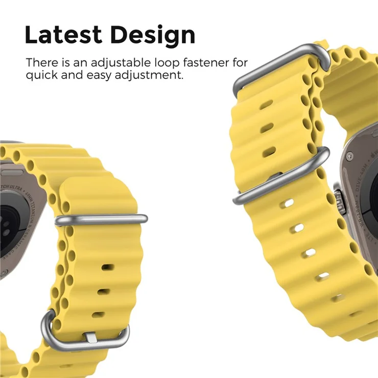 AHASTYLE WG102 Silicone Watch Band for Apple Watch Series 10 42mm / 9 8 7 41mm / 6 5 4 SE (2023) SE (2022) SE 40mm / 3 2 1 38mm - Yellow