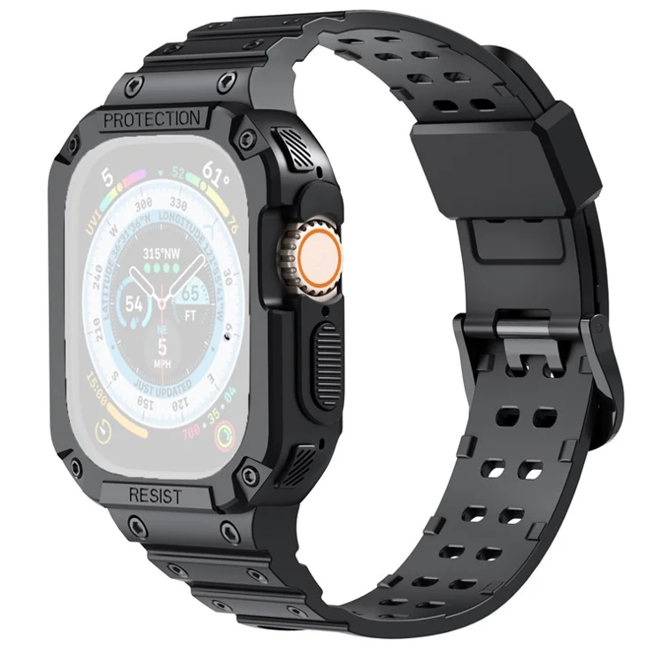 AHASTYLE WG106 For Apple Watch Series 9 8 7 41mm / 6 5 4 SE (2023) SE (2022) SE 40mm / 3 2 1 38mm Matte TPU Wristbands with Case - Black