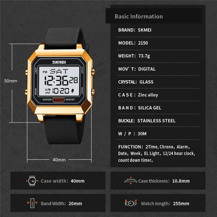 SKMEI 2150 Children Luminous Electronic Watch 30m Waterproof Outdoor Wrist Watch - Black / Red