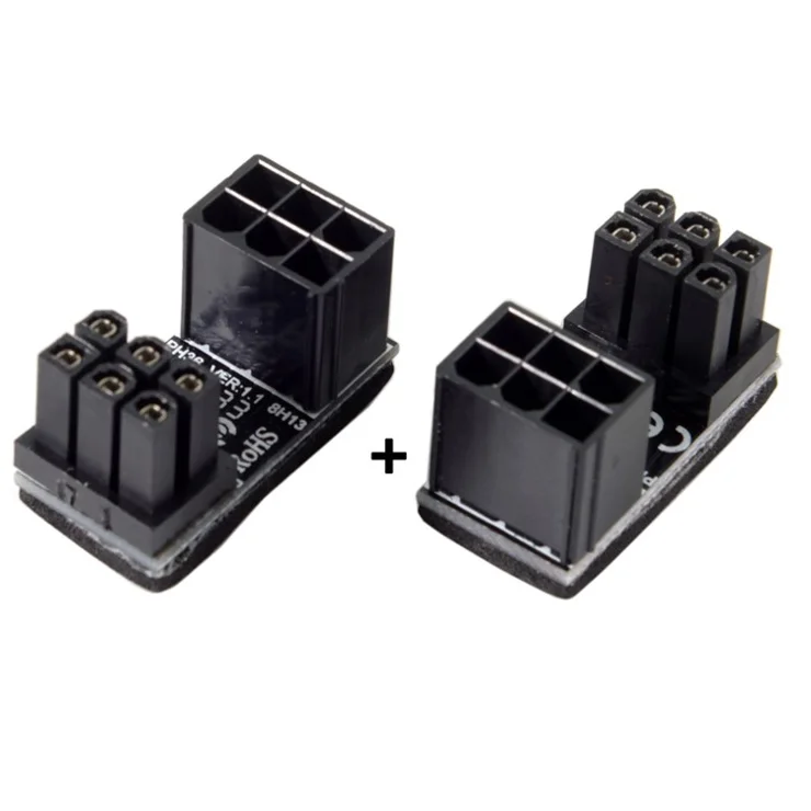 ATX 6Pin Female to 6Pin Male 180 Degree Angled Power Adapter for Desktops Graphics Card