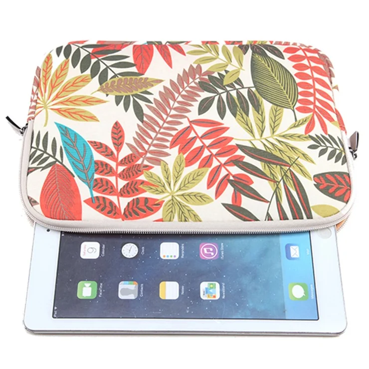 LISEN Colorful Leaves Laptop Sleeve Handbag Pouch for iPad Air 9.8-inch, Size: 26 x 20 x 1.5cm - White