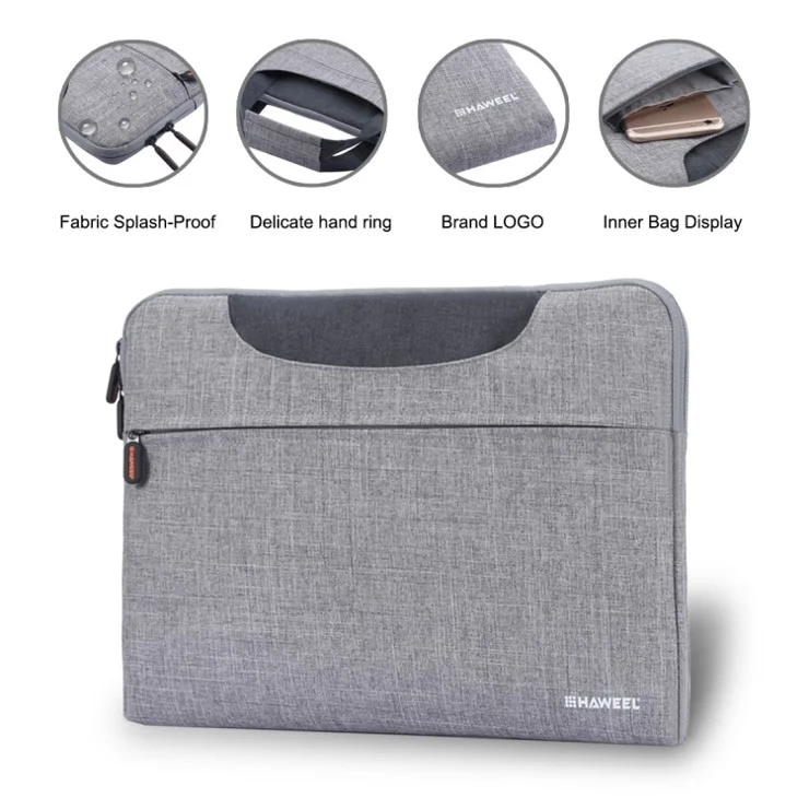 HAWEEL Waterproof Shockproof Oxford Sleeve Case Handbag for 15-inch Laptops/Tablets - Grey