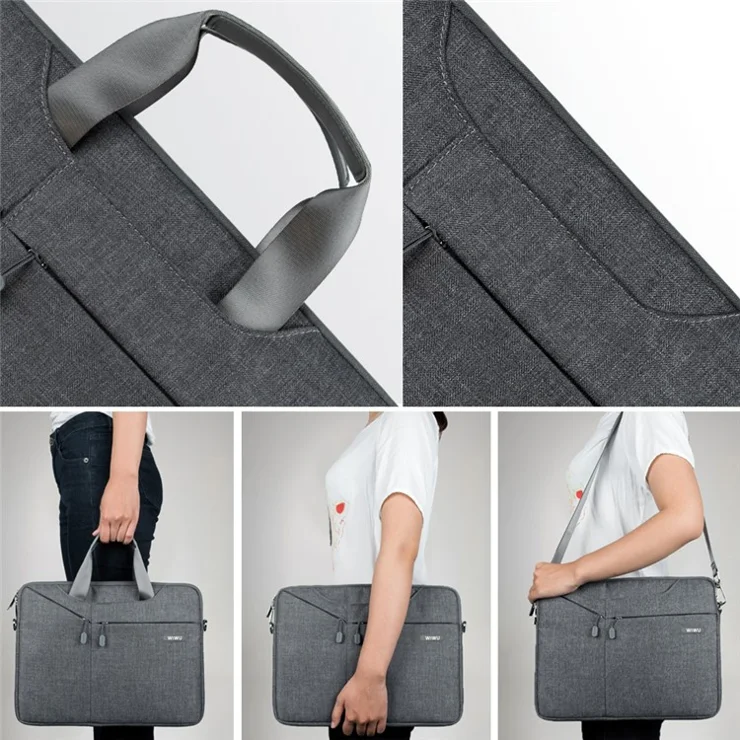 WIWU Oxford Sleeve Travel Laptop Bag Handbag with 3-way Use for 13-inch MacBook - Dark Grey