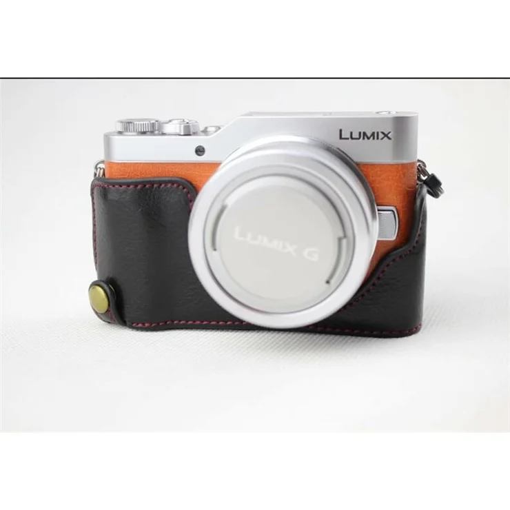 Black - Genuine Leather Half Camera Protection Bag for Panasonic GF7/GF8/GF9/GF10