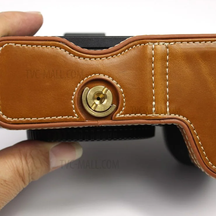 PU Leather Camera Protection Bottom Case Bag Half Body Cover with Battery Opening for Nikon Z5/Z6/Z7/Z6II/Z62/Z7II/Z72 - Brown