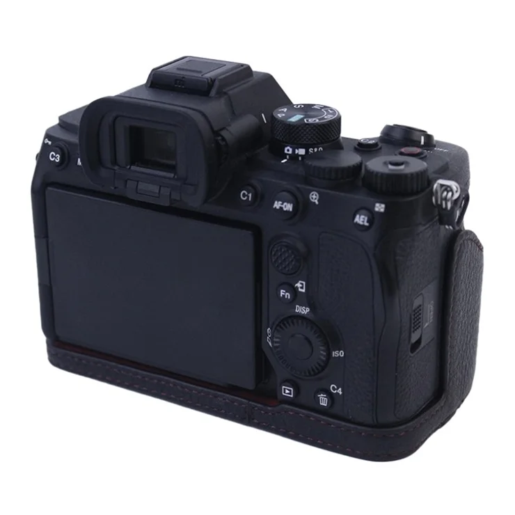 For Sony A7M4 / A1 / A7S III / A7S3 / A7R5 Shockproof Camera Cover Genuine Leather Camera Bottom Case Protective Sleeve - Black