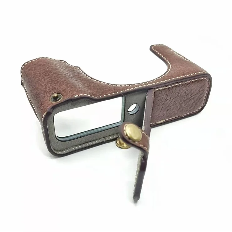 For Fujifilm X100V / X100F PU Leather Camera Bottom Case Protective Half Body Cover with Battery Opening - Coffee