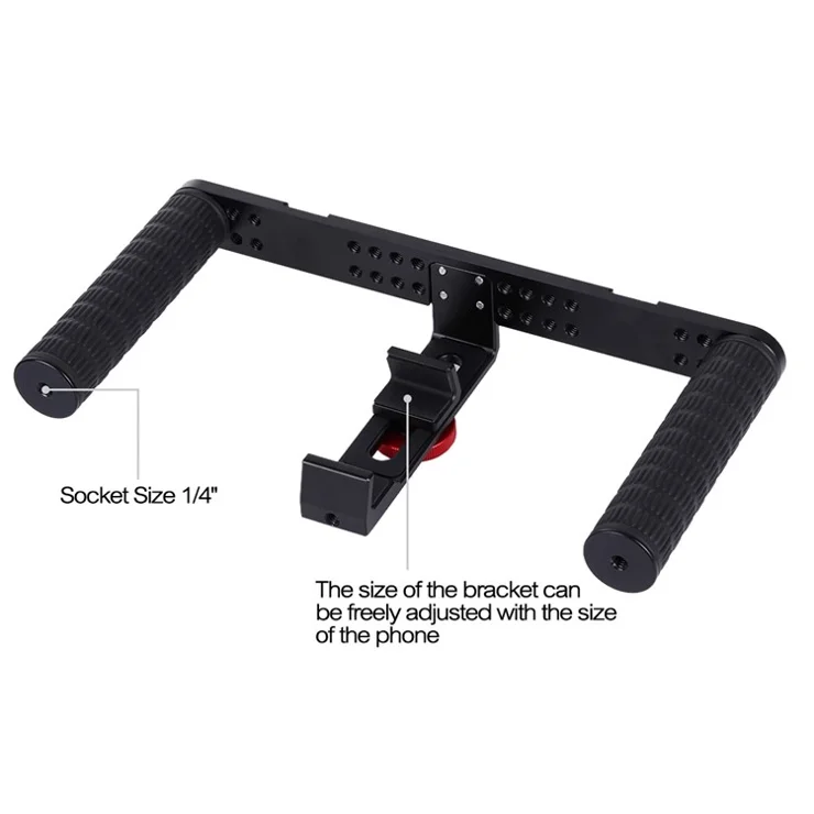 PULUZ PKT3024 4 in 1 Live Broadcast LED Selfie Light Smartphone Video Rig Handle Stabilizer Bracket Kits Microphone Tripod