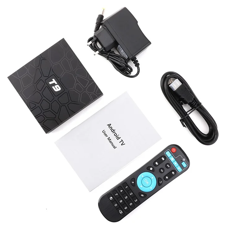 T9 RK3328 4G+32G Android 9.0 TV Box USB 3.0 Smart 4K Set 2.4G WiFi Bluetooth-compatible 4.0 - EU Plug