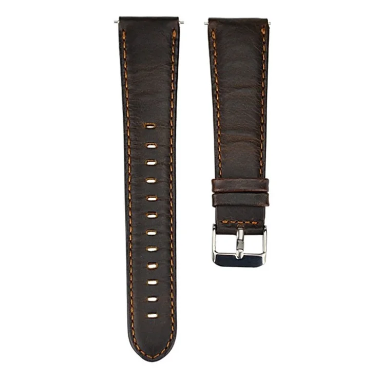 20mm Crazy Horse Texture Genuine Leather Watch Strap Replacement for Samsung Galaxy Watch4 Classic 46mm 42mm/Watch4 44mm 40mm/Gear Sport SM-600 - Coffee