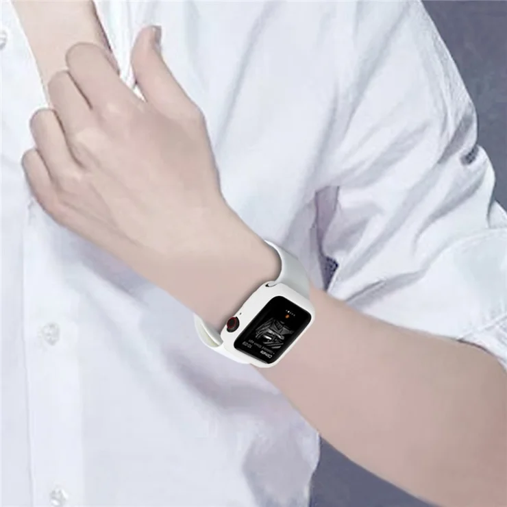 Candy TPU Protective Bumper Cover for Apple Watch Series 4 / 5 / 6 44mm / SE 44mm / SE (2022) 44mm - White