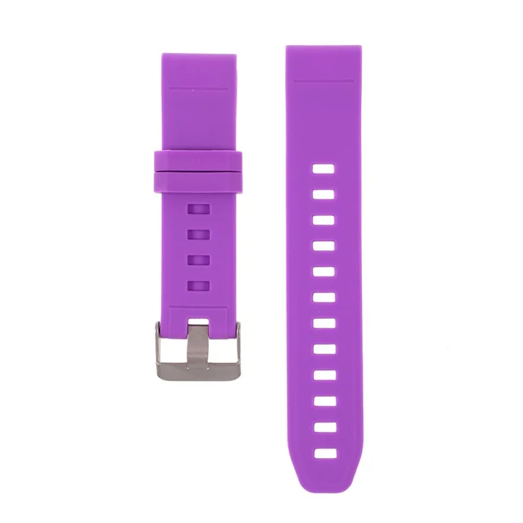 22mm Soft Textured Silicone Watch Strap for Garmin Fenix 5 / 5 Plus / Forerunner 935, Adjustable Watchband with Silver Color Buckle - Purple