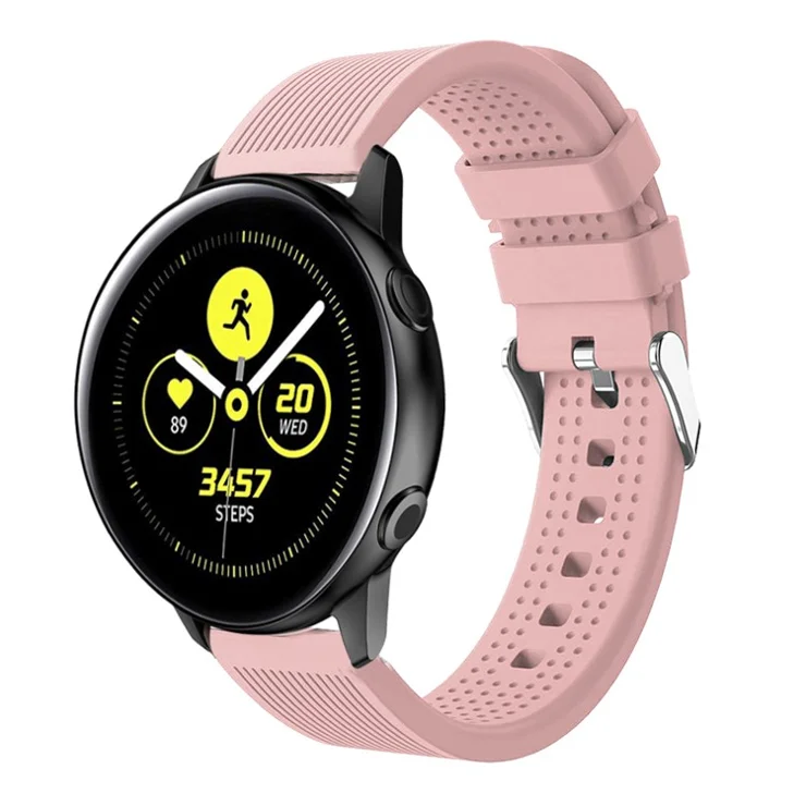 20mm Forehead Wrinkles Texture Soft Silicone Watch Band for Samsung Galaxy Watch Active SM-R500 - Pink