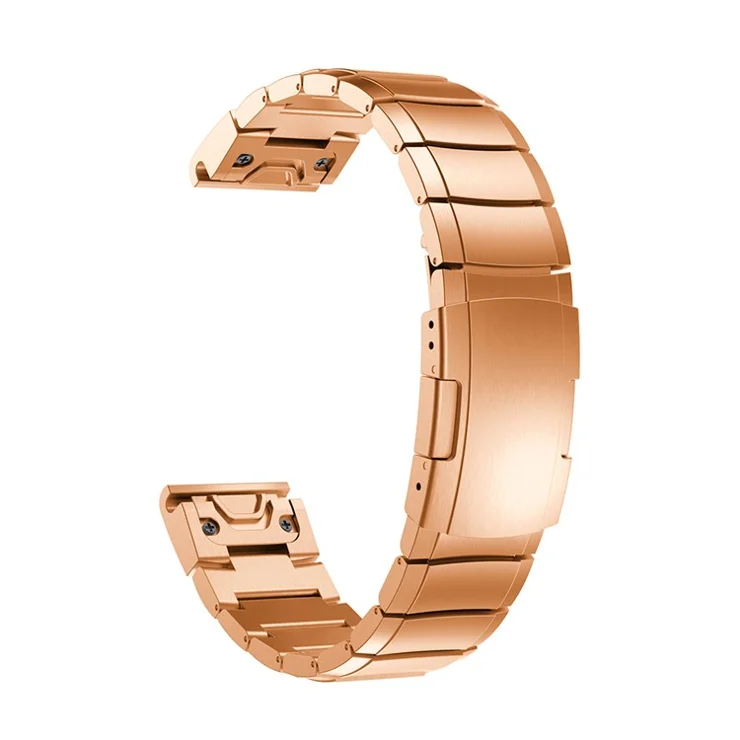 For Garmin Fenix 5S Quick Release Stainless Steel Watch Band Replacement Strap with Folding Clasp - Rose Gold