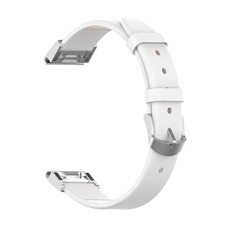 PU Leather Watch Strap with Connector and Tool for Garmin Fenix 7/5/Forerunner 935/Quatix5/Quatix5 Sapphire/Approach S60 - White