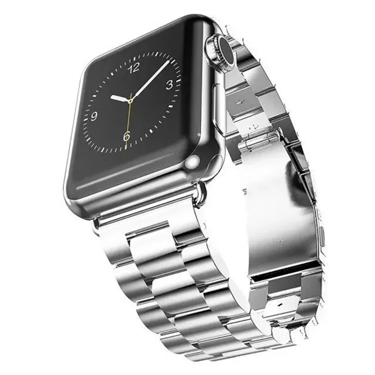 Luxury Three Beads Stainless Steel Watch Strap for Apple Watch Series 10 42mm / 9 8 7 41mm / SE (2023) SE (2022) SE 6 5 4 40mm / 3 2 1 38mm - Silver