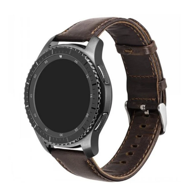 20mm Crazy Texture Genuine Leather Watch Band Bracelet Strap for Samsung Gear S2 Classic / S3 Classic - Dark Brown
