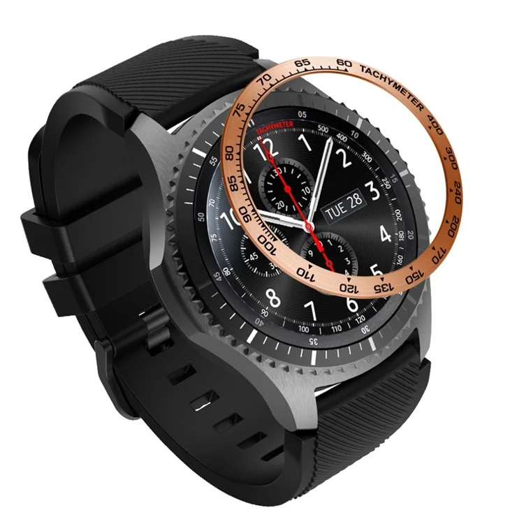 Stylish Metal Watch Frame for Samsung Gear S3 Frontier - Rose Gold/Black