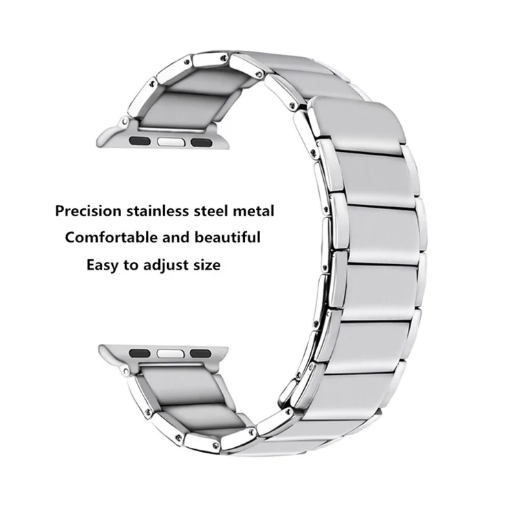 Magnetic Stainless Steel Watch Band for Apple Watch Series 10 42mm / 9 8 7 41mm / SE (2023) SE (2022) SE 6 5 4 40mm / 3 2 1 38mm - Silver