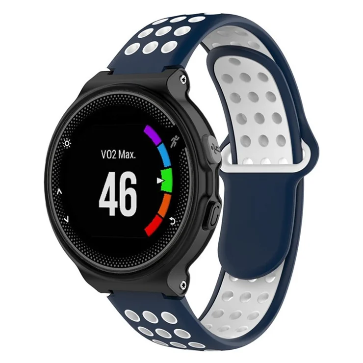 26mm Dual-colors Silicone Watch Strap Band for Garmin Forerunner 735XT/220/230/235/620/630 - Dark Blue/White