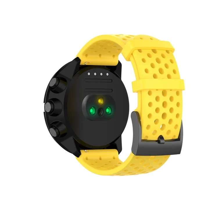 For Suunto Spartan Sport Wrist HR Baro/Suunto 9/D5I 24mm Silicone Watchband Replacement Smart Watch Strap - Light Yellow