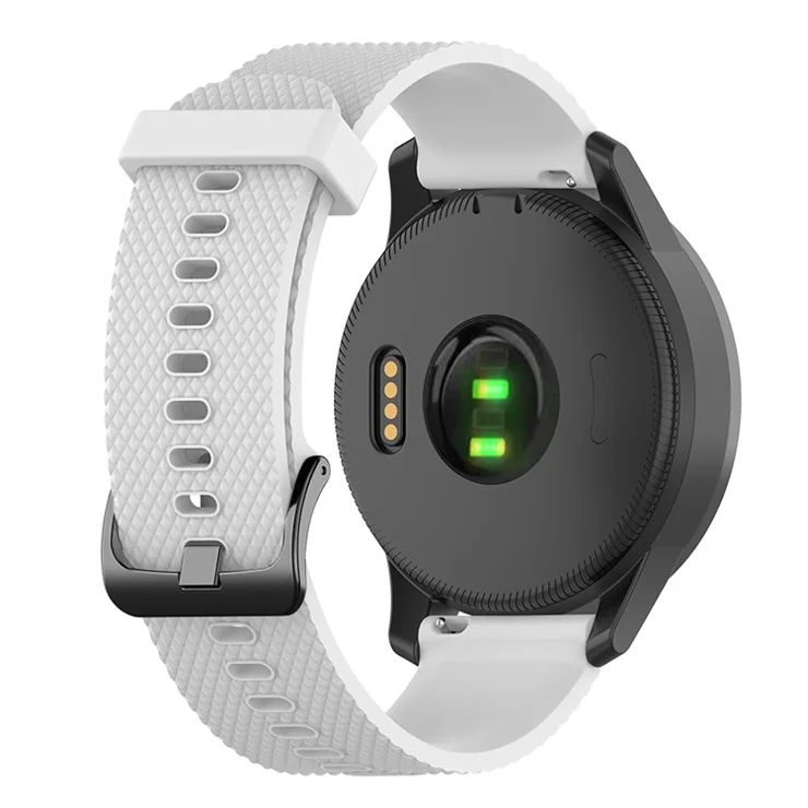 22mm Textured Soft Silicone Strap Watch Band Replacement for Garmin Vivoactive 4 - White