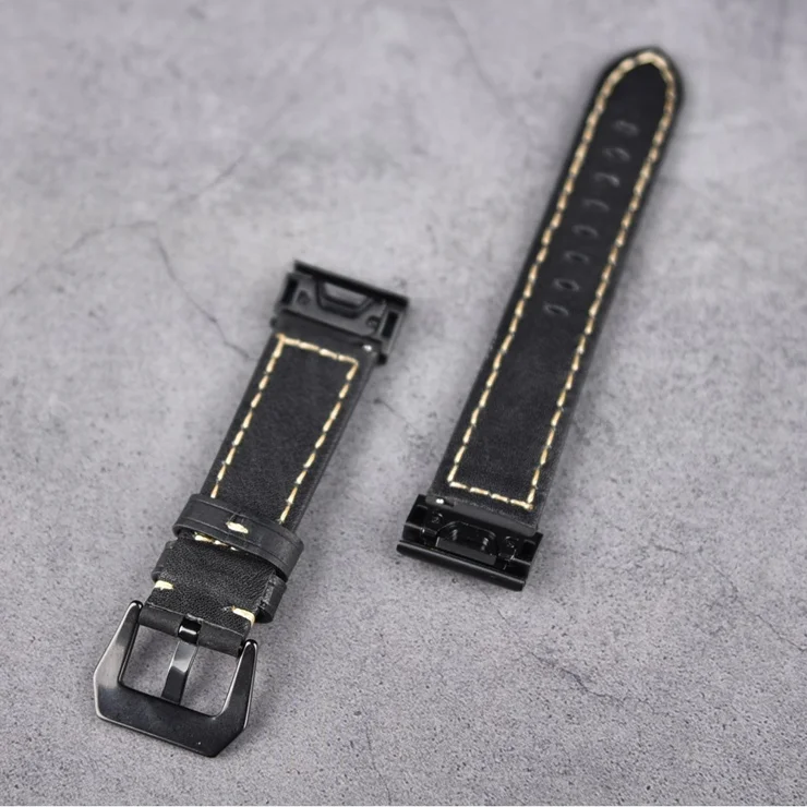 For Garmin Fenix Genuine Cow Leather Watch Band Crazy Horse