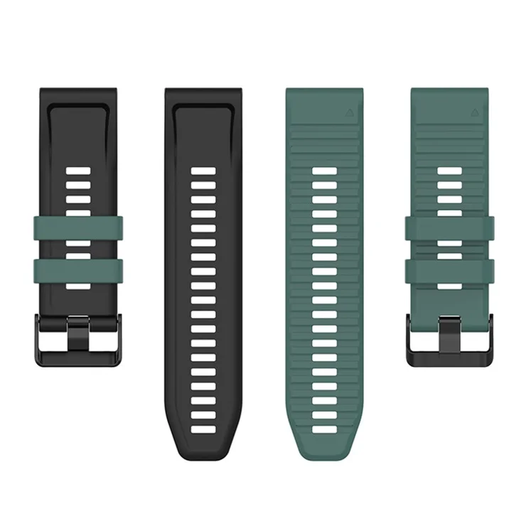 For Garmin Fenix 7X 26mm Wrist Band Dual Color Silicone Adjustable Replacement Watch Strap - Olive Green/Black