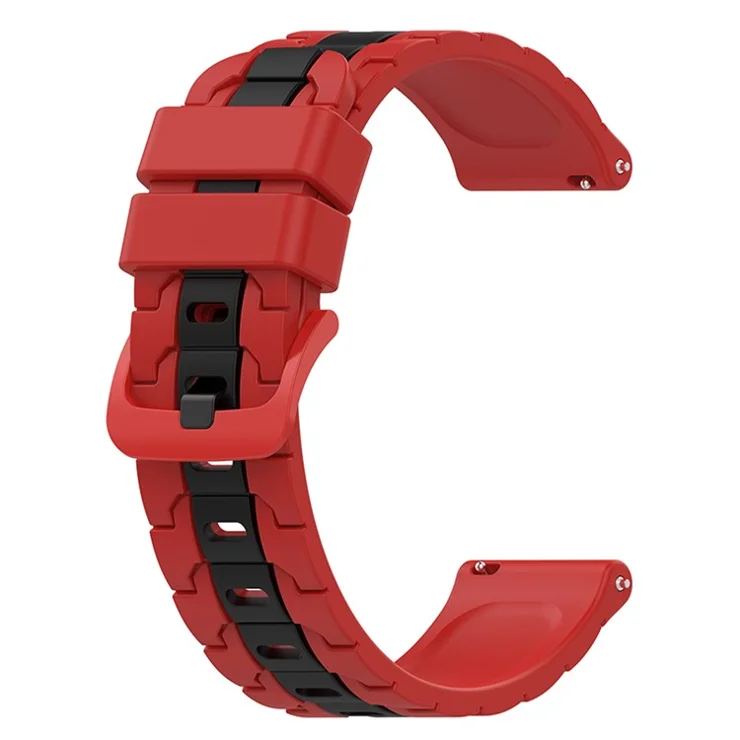 For Samsung Galaxy Watch Active 40mm SM-R500 / Watch Active2 40mm / 44mm / Huawei Watch 3 Pro New / Watch 3 Pro Silicone Watch Band 20mm Chain Shape Design Dual Color Wrist Strap - Red / Black