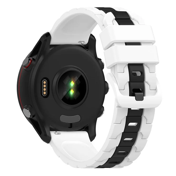 For Garmin Forerunner 255 / Vivoactive Chain Design Silicone Watch Band 22mm Replacement Wrist Strap - White / Black