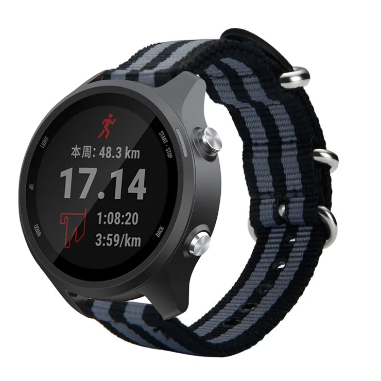 For Garmin Forerunner 245/245M 20mm Smart Watch Nylon Strap - Black/Blue