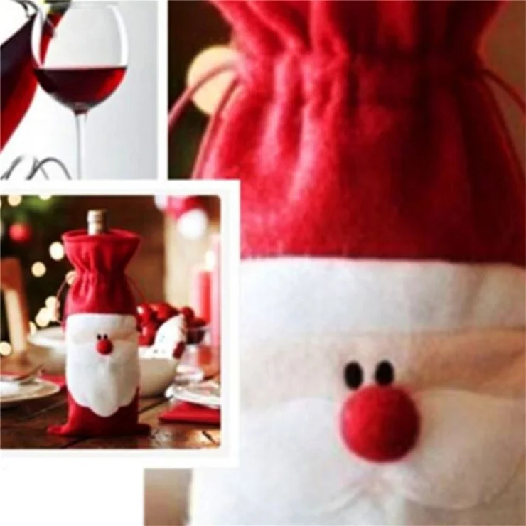 Santa Claus Wine Bottle Cover Bag Christmas Table Dinner Decoration