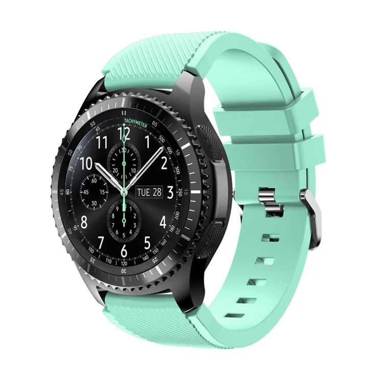 22mm Soft Silicone Sports Watch Strap Wrist Band Replacment for Samsung Gear S3 Frontier / S3 Classic - Cyan