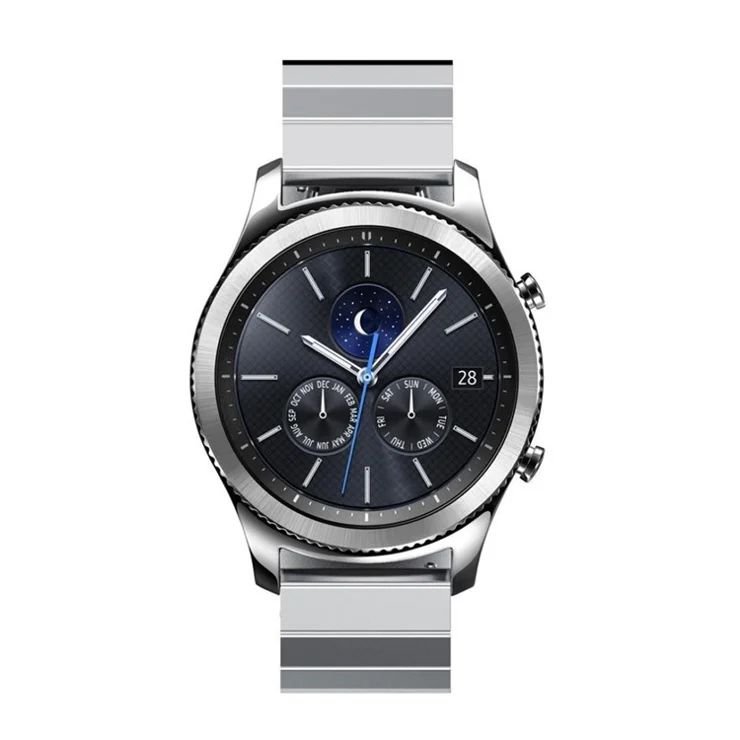 For Samsung Gear S3 Frontier/S3 Classic 22mm Solid Stainless Steel Watch Band Wrist Strap Replacement - Silver Color
