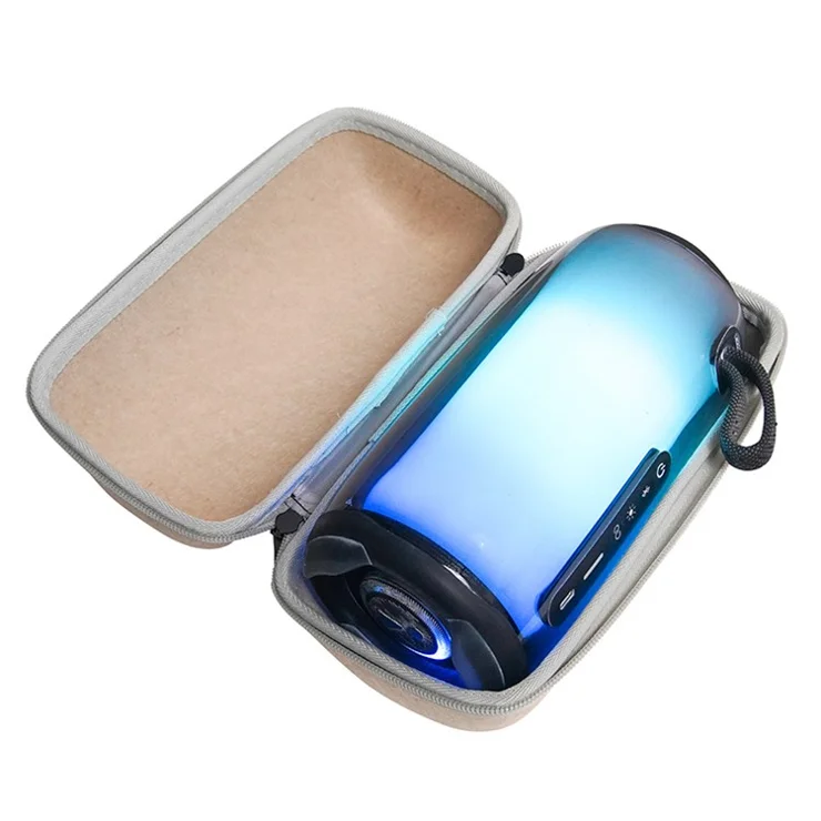 Felt Storage Bag for JBL Pulse 5 Bluetooth-compatible Speaker, Shockproof Zipper Carrying Case with Shoulder Strap and Carabiner - Apricot