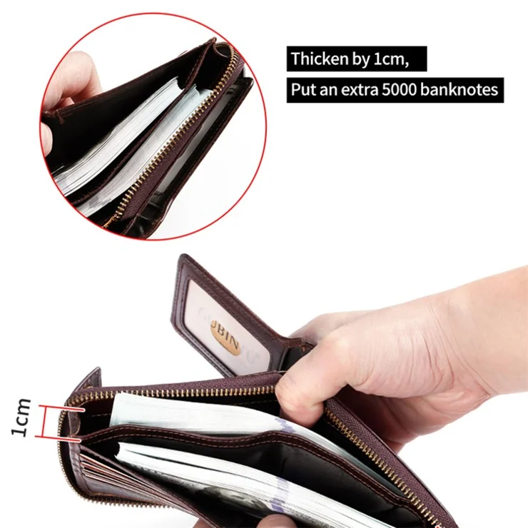 GUBINTU Retro Top Layer Cowhide Leather Men Short Wallet RFID Blocking Cards Cash Carrying Bag - Black