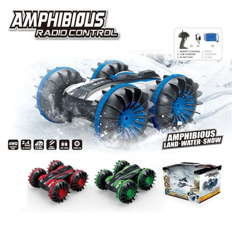 G03060R Four-wheel Drive 2.4G RC Car 360-degree Rotating Stunt Car Amphibious Electric Vehicle Toy for Children - Red