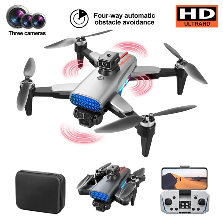 XKJ K90 Max Brushless GPS Drone 8K Three Cameras 5G WiFi FPV Obstacle Avoidance RC Quadcopter, 1pc Battery - Grey