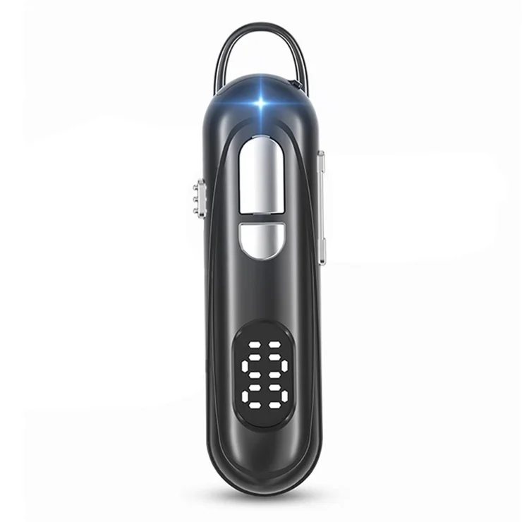 LCD Display Bluetooth-compatible Earpiece with Mic Wireless Earbud Headphones with 30 Hours Noise-Canceling Car Headset - Black