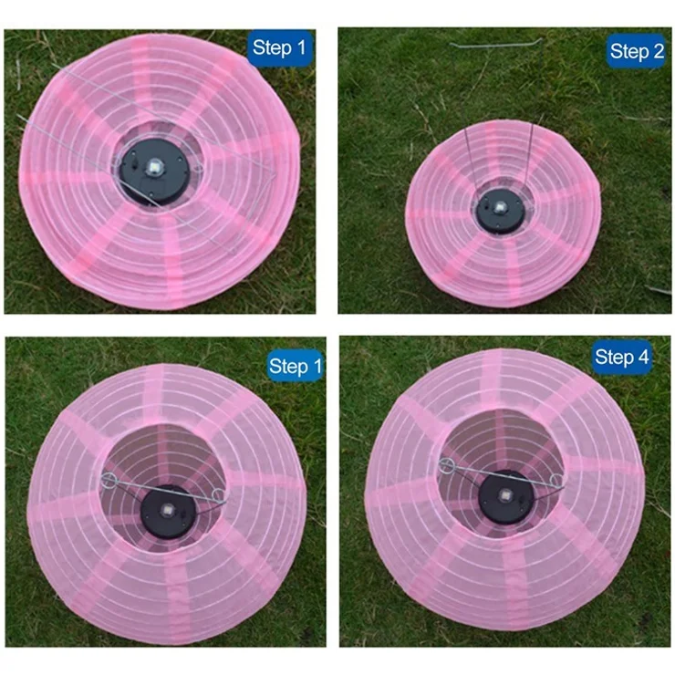 Solar Outdoor LED Light Festival Party Hanging Lantern Waterproof Garden Pathway Decor Lamp - Pink/20cm/8 inch
