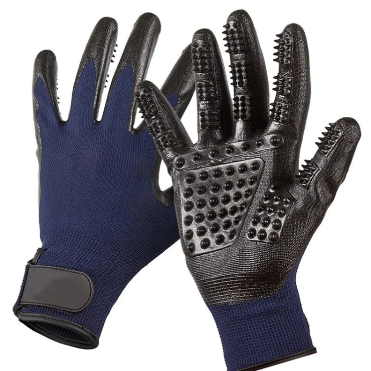 1 Pair Pet Grooming Gloves Dog Cat Hair Cleaning Brush - Blue